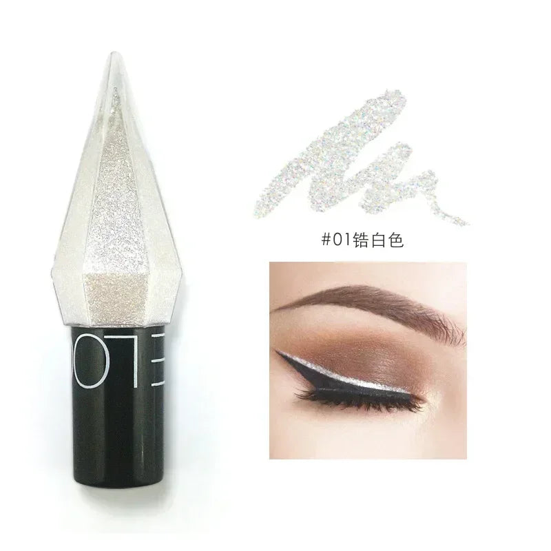Diamond Shiny Eye Liners Eyeshadow Waterproof Silver Rose Gold Color Glitter Sequins Eyeliner Eye Shadow Makeup Beauty Cosmetics Purest Peak